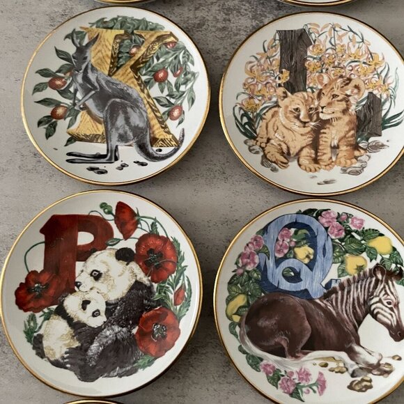 Vintage Franklin Mint Animal Alphabet Mini Plate Collection 1983 Full Set of 26 - Picture 7 of 12